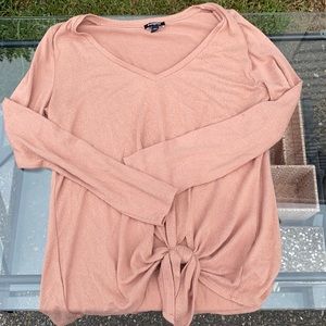 Express long sleeve shirt with tie in front